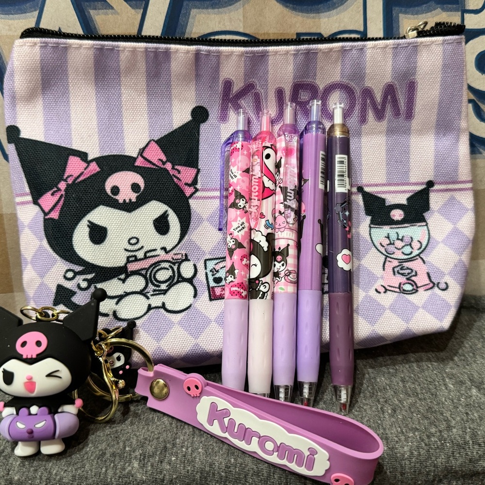 Kuromi Themed Stationery Set with Pouch